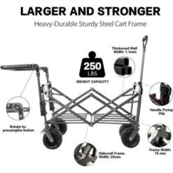 FURNIinspire Outdoor Serving Carts Collapsible Wagon Foldable With Removable Canopy Wheels For All-Terrain Brake For Camping, Gray, 35.4"*19.7"*44.5" 10 FURNIinspire Outdoor Serving Carts Collapsible Wagon Foldable With Removable Canopy Wheels For All-Terrain Brake For Camping, Gray, 35.4"*19.7"*44.5" -Outdoor Kitchen & Living GUEST 9f87fab2 99e6 4ccb 925a 37a7f81f44a9