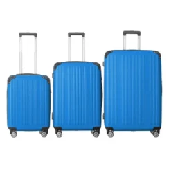 FURNIinspire Bag And Luggage Sets 3 Piece Rolling Luggage, Hard Shell Travel Suitcases Set With Wheels Telescopic Handle, Blue, 21.06"*11.42"*30.12" -Outdoor Kitchen & Living GUEST a09b951a 0d8c 41e5 a51a fa6d967ba1e7