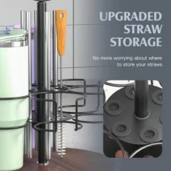 FURNIinspire Cup Organizer With Handle Rotating Tumbler Holder Bottle Storage Rack Kitchen Holder Non-Slip Pad, Black, 12.87"*12.87"*3.51" -Outdoor Kitchen & Living GUEST a376a56c c1d4 4c45 a1ca 4a5e068aae9f