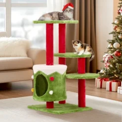 FURNIinspire Pet Tower 32in Christmas Themed Cat Tower Cat Tree, 3 Level Plush Cat Condo, Indoor Cat Activity Center, Multicolored, 27.5"*23.5"*32.5" -Outdoor Kitchen & Living GUEST a57f05cb be22 4c33 a932 fc27d46236be