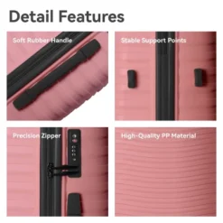 FURNIinspire Bag And Luggage Sets 3 Piece Rolling Suitcase Set, Hard Suitcases With Wheels, Lightweight Travel Luggage, Pink, 21.46"*12.01"*30.51" -Outdoor Kitchen & Living GUEST a7cb8bf3 a639 4513 bdc7 20cc0389549d
