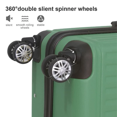 FURNIinspire Bag And Luggage Sets 3 Size Luggage Suitcases With Wheels, Hard Rolling Suitcase Set For Travel Business, Green, 20.87"*11.81"*30.31" 5 FURNIinspire Bag And Luggage Sets 3 Size Luggage Suitcases With Wheels, Hard Rolling Suitcase Set For Travel Business, Green, 20.87"*11.81"*30.31" - Image 4