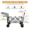 FURNIinspire Outdoor Serving Carts Collapsible Wagon 140L Wagons Carts Foldable For All-Terrain With Brake For Camping Beach, Black, 44.9"*20"*46.8" -Outdoor Kitchen & Living GUEST a91e9d58 9721 4546 ace0 445fc969d189