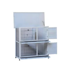 FURNIinspire Rabbit Hutch Outdoor, 2-Story Rabbit Cage Indoor With Run, Bunny Cage With 2 Removable No-Leak Trays, Non-Slip Ramp, 41"*19.7"*40.55" -Outdoor Kitchen & Living GUEST a9f7362b 4721 4e19 aacf f5864bbf693b