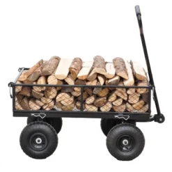 FURNIinspire Wheelbarrows And Lawn Carts Outdoor Steel Frame Wagon Cart Garden Cart, Ideal For Firewood And Yard Debris, Black, 40“*19"*40" -Outdoor Kitchen & Living GUEST aa71d35a 512c 4adb 8fcd 2d8ca2d88d82