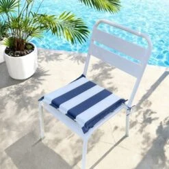 FURNIinspire Outdoor Seat Cushions 4pcs Patio Seat Cushion Replacement Seat Cushion, Striped Sponge Seat Cushion For  Gardens, Blue, 15"*15"*2.1" -Outdoor Kitchen & Living GUEST ad9861bc fde6 4776 936f d13b33b5c0bd