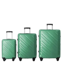 FURNIinspire Bag And Luggage Sets 3 Piece Textured Travel Luggage, Hard Suitcase Set With Wheels, Scratch-Resistant, Green, 21.65"*13.19"*31.1" -Outdoor Kitchen & Living GUEST ad9b8ae9 7189 42e6 a713 a4b72c29d09e