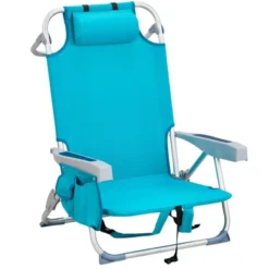 FURNIinspire Outdoor Portable Chair Adjustable Back With Storage Pockets For Relaxation And Fun, Mint Green, 24.8"*25.6"*32.28" -Outdoor Kitchen & Living GUEST ae0a4595 e402 4aeb 880c 216efac6b0bd
