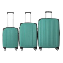 FURNIinspire Bag And Luggage Sets 3 Piece Rolling Luggage, Hard Shell Travel Suitcases Set With Wheels Telescopic Handle, Green, 21.06"*11.42"*30.12" -Outdoor Kitchen & Living GUEST af34105e 7fdf 4312 899f ca369567c1c7