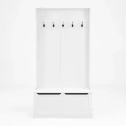 FURNIinspire Hall Trees Standing Clothes Rack Coat Rack Entryway Bench With Shoe Storage, 5 Hooks, Entryway Organizer, White, 13.4"*37.8"*70.9" -Outdoor Kitchen & Living GUEST b03cd3a0 fa64 4eb7 ad2b ed0e082a3b56