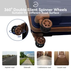 FURNIinspire Bag And Luggage Sets 3 Piece Textured Travel Luggage, Hard Suitcase Set With Wheels, Scratch-Resistant, Navy Blue, 21.46"*12.01"*30.51" 10 FURNIinspire Bag And Luggage Sets 3 Piece Textured Travel Luggage, Hard Suitcase Set With Wheels, Scratch-Resistant, Navy Blue, 21.46"*12.01"*30.51" -Outdoor Kitchen & Living GUEST b0e0e258 302d 467c 8cb2 4813724e139a