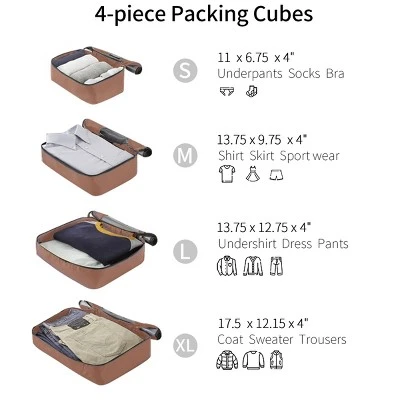 FURNIinspire Bag And Luggage Sets 4 Piece Luggage Set, Carry On Luggage Suitcase With 4 Packing Cubes, Travel Luggage, White, 16.69"*12.4"*29.72" 5 FURNIinspire Bag And Luggage Sets 4 Piece Luggage Set, Carry On Luggage Suitcase With 4 Packing Cubes, Travel Luggage, White, 16.69"*12.4"*29.72" - Image 3