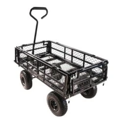 FURNIinspire Wheelbarrows And Lawn Carts Double Fence Utility  Cart Wagon Cart Garden Cart, Ideal For Outdoor Activities, Black, 41“*20"*39" -Outdoor Kitchen & Living GUEST b1892bc3 85d9 4686 80f1 3d5def76dcee