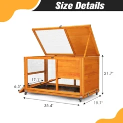 FURNIinspire Pet Crates And Houses, Tier Rabbit Hutch On Wheels, Openable Roof, Easy-to-Clean Tray, House For Small Animals, Orange, 38"*22"*6" 10 FURNIinspire Pet Crates And Houses, Tier Rabbit Hutch On Wheels, Openable Roof, Easy-to-Clean Tray, House For Small Animals, Orange, 38"*22"*6" -Outdoor Kitchen & Living GUEST b2a5b72f 8f48 4832 9127 52dbddb2753c