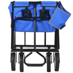FURNIinspire Wheelbarrows And Lawn Carts All-Purpose Folding Cart, Lawn Cart Wagon Firewood Cart For Garden Work, Beach, Black And Blue, 37“*20"*45" -Outdoor Kitchen & Living GUEST b3274405 d5c8 4422 90c3 22feba91f5c5