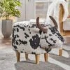 FURNIinspire Ottomans And Benches Cow Shaped Handcrafted Fabric Pouf With Natural Textures For Modern Living Indoor, White, 24.75"*14.25"*13.5" -Outdoor Kitchen & Living GUEST b34766c3 06fb 4a08 8ebb 2800a9b12b4a
