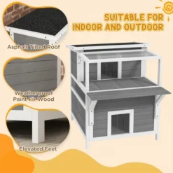 FURNIinspire Pet Crates And Houses Cat House, Double-Layer, Removable Pet House With Sloping Roof, Waterproof Kitty House, Gray, 34.3"*25.2"*29.9" 10 FURNIinspire Pet Crates And Houses Cat House, Double-Layer, Removable Pet House With Sloping Roof, Waterproof Kitty House, Gray, 34.3"*25.2"*29.9" -Outdoor Kitchen & Living GUEST b412d102 d381 41cd 8986 ae54098e6c5d