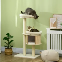 FURNIinspire Pet Tower 3 Level Cat Tree Cat Playhouse Cat Tower, Cat Toy Pet Furniture With Scratching Posts, Soft Cushion, Brown, 25.5"*17.75"*46.5" 11 FURNIinspire Pet Tower 3 Level Cat Tree Cat Playhouse Cat Tower, Cat Toy Pet Furniture With Scratching Posts, Soft Cushion, Brown, 25.5"*17.75"*46.5" -Outdoor Kitchen & Living GUEST b588fc34 20f3 4897 9a90 dbf082c62e84