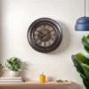 FURNIinspire Wall Clocks 30inch Modern Round Wall Clock Decorative Living Room Vintage Wall Decor For Bedroom, Metal Frame, Brown, 30"*30"*2" -Outdoor Kitchen & Living GUEST b5d1d074 557f 47dc 84d9 f957e9390af2