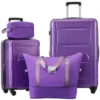 FURNIinspire Bag And Luggage Sets 2 Piece Luggage Set With Bags Spinner Wheels Abs Lightweight Suitcase With TSA Lock, Purple, 18"*12"*28"
