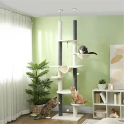 FURNIinspire Pet Tower Cat Tree, Cat Tower Cat Condo Cat Climbing Tower Cat Tree Tower For Indoor Cats Large, White, 17.3"*23.6"*100.4" -Outdoor Kitchen & Living GUEST ba78dbaf 23f9 4a92 af93 8452462b03bb