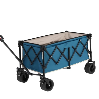 FURNIinspire Wheelbarrows And Lawn Carts Beach Wagon Lawn Cart Garden Cart, Heavy Duty Folding Utility Yard Cart, Blue, 20.87"*42.91"*32.68" 5 FURNIinspire Wheelbarrows And Lawn Carts Beach Wagon Lawn Cart Garden Cart, Heavy Duty Folding Utility Yard Cart, Blue, 20.87"*42.91"*32.68" - Image 3