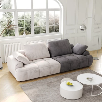 FURNIinspire Large Size Two Seat Sofa,Modern Upholstered,Beige Paired With Grey Suede Fabric, Gray And Beige, 45"*36"*21" 5 FURNIinspire Large Size Two Seat Sofa,Modern Upholstered,Beige Paired With Grey Suede Fabric, Gray And Beige, 45"*36"*21" - Image 3
