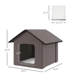 FURNIinspire Pet Crates And Houses Warm Triangular Top Cat Bed With Fleece Cloth Cover, Comfy Cat House House, Zipper Design, Brown, 16.5"*20.5"*16.5" -Outdoor Kitchen & Living GUEST bba22ed1 5c54 4df4 9f94 a86ebb6afec8