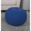 FURNIinspire Ottomans And Benches Knitted Cotton Round Pouf With Textured Simple Fashion Elegant Design For Modern Living, Blue, 20"*20"*14" -Outdoor Kitchen & Living GUEST bc83ee01 4d38 475c 993d 0143a24c2f9d