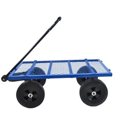 FURNIinspire Wheelbarrows And Lawn Carts Garden Utility Cart Wagon, Foldable Steel Transport Cart For Firewood, Yard Work, Blue, 37“*19"*40" 6 FURNIinspire Wheelbarrows And Lawn Carts Garden Utility Cart Wagon, Foldable Steel Transport Cart For Firewood, Yard Work, Blue, 37“*19"*40" - Image 4