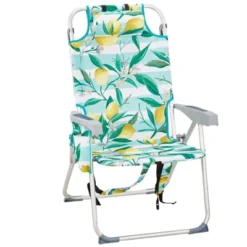 FURNIinspire Outdoor Portable Chair Adjustable Back And Extra Storage For Comfort And Relaxation, Lemon, 24.8"*27.56"*38.89" -Outdoor Kitchen & Living GUEST bf1aea52 d6b7 417f b08d f86b9ab94256