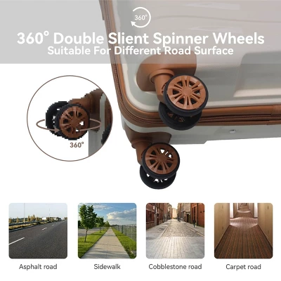 FURNIinspire Bag And Luggage Sets 3 Piece Rolling Suitcase Set, Hard Suitcases With Wheels, Lightweight Travel Luggage, Beige, 21.46"*12.01"*30.51" 6 FURNIinspire Bag And Luggage Sets 3 Piece Rolling Suitcase Set, Hard Suitcases With Wheels, Lightweight Travel Luggage, Beige, 21.46"*12.01"*30.51" - Image 4