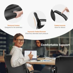 FURNIinspire Task And Office Chairs Waiting Room Chairs, Office Desk Guest Chair With Padded Arms, Reception Armchair, Black, 24.5"*20.5"*35" -Outdoor Kitchen & Living GUEST c01f111a 648f 47ae 8776 402b049af38e