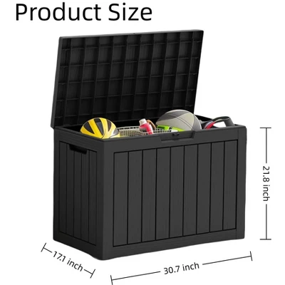 FURNIinspire Deck Boxes 45 Gallon Deck Box, Waterproof Storage Bin For Outdoor And Indoor, Storage Deck Box, All Weather Use, Black, 17“*31”*22“ 4 FURNIinspire Deck Boxes 45 Gallon Deck Box, Waterproof Storage Bin For Outdoor And Indoor, Storage Deck Box, All Weather Use, Black, 17“*31”*22“ - Image 2