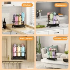 FURNIinspire Water Bottle Organizer With Handle Kitchen Storage For Stanley Cup Accessories Mug Organizer, Black, 16.19"*10.34"*2.93" -Outdoor Kitchen & Living GUEST c06de9c9 26b7 4109 8e9e 836a9795d00a