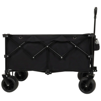 FURNIinspire Outdoor Serving Carts Heavy Duty Foldable Utility Wagon Terrain Quiet Wheels For Camping Gardening Picnic, Black, 38.58"*24.02"*39.17" 4 FURNIinspire Outdoor Serving Carts Heavy Duty Foldable Utility Wagon Terrain Quiet Wheels For Camping Gardening Picnic, Black, 38.58"*24.02"*39.17" - Image 2