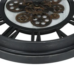 FURNIinspire Wall Clocks 20inch Gear Mechanism Round Wall Clock Metal Decorative Hanging Clock Decorative Timepiece, Black, 20"*20"*2.75" -Outdoor Kitchen & Living GUEST c0ab92aa d464 4fc4 ba15 bb1dcff37509