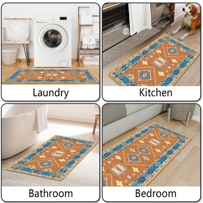 FURNIinspire Floor Mats Home 3 Piece Kitchen Rug Machine Washable Floor Mat For Living Room, Vintage Carpet, Non Slip, Red, 60"*20" 6 FURNIinspire Floor Mats Home 3 Piece Kitchen Rug Machine Washable Floor Mat For Living Room, Vintage Carpet, Non Slip, Red, 60"*20" - Image 4