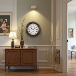 FURNIinspire Wall Clocks 20inch Round Living Room Decorative Roman Numeral Hanging Clock, Timepiece Vintage Wall Decor, Brown, 20"*20"*2"