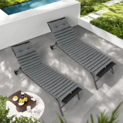 FURNIinspire Outdoor Seat Cushions 2pcs Waterproof Chaise Lounge Cushion Replacement, Breathable Outdoor Cushion Set, Gray, 76"*23.61"*2.36" -Outdoor Kitchen & Living GUEST c2c2c3a3 336f 4eb8 a47b e8c3c2c84415