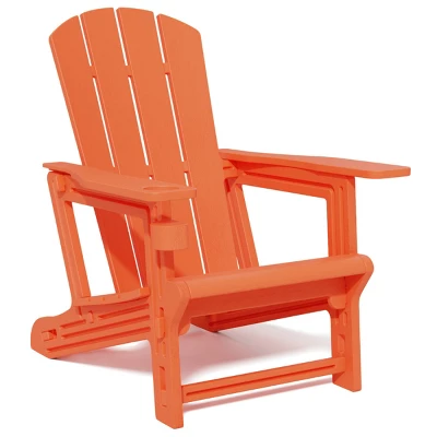 FURNIinspire Patio Accent Chairs Outdoor Folding Chairs Adirondack Chair, Portable Chair With Handles For Beach, Backyard, Orange, 31.4"*29.6"*36.4" 3 FURNIinspire Patio Accent Chairs Outdoor Folding Chairs Adirondack Chair, Portable Chair With Handles For Beach, Backyard, Orange, 31.4"*29.6"*36.4"