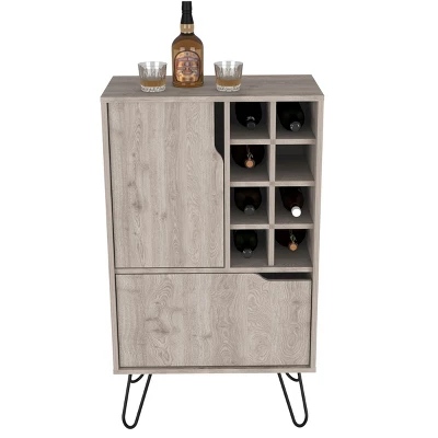 FURNIinspireWine Racks Bar Cabinet Kitchen Cupboard With 8 Built-In Wine Rack, Single Door, Storage Furniture, Gray, 13.3"*23.9"*13.3" 6 FURNIinspireWine Racks Bar Cabinet Kitchen Cupboard With 8 Built-In Wine Rack, Single Door, Storage Furniture, Gray, 13.3"*23.9"*13.3" - Image 4