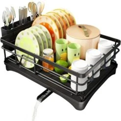 FURNIinspire Dish Drying Rack Dish Rack For Sink Dish Rack Drainboard Rustproof Dish Drainer With Utensil Holder Kitchen, Black, 17.16"*12.68"*5.07" 13 FURNIinspire Dish Drying Rack Dish Rack For Sink Dish Rack Drainboard Rustproof Dish Drainer With Utensil Holder Kitchen, Black, 17.16"*12.68"*5.07" -Outdoor Kitchen & Living GUEST c3ccda80 948c 4cea 8725 65eb67328e04