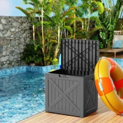 FURNIinspire Deck Boxes 32 Gallon Deck Box, Outdoor Storage Boxes, Storage Deck Box For Garden Tools, All Weather Use, Black, 17“*22”*21“ -Outdoor Kitchen & Living GUEST c5edd738 917f 403a 86b0 bb0276a71210