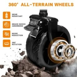 FURNIinspire Outdoor Serving Carts Collapsible Wagon 140L Wagons Carts Foldable For All-Terrain With Brake For Camping Beach, Black, 44.9"*20"*46.8" -Outdoor Kitchen & Living GUEST c8c6e282 e7cf 4e94 bf35 b270d2fac128