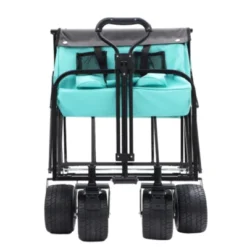 FURNIinspire Outdoor Serving Carts 440lbs Collapsible Foldable Wagon Cart With Strapping System For Camping Sports, Blue, 35.04"*22.44"*38.58" -Outdoor Kitchen & Living GUEST c94430d1 7383 4035 9ca7 3256ddc9f9b2