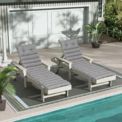 FURNIinspire Outdoor Seat Cushions 2pcs Waterproof Patio Seat Cushion, Breathable Lounge Chair Cushion Replacement, Gray, 73"*24"*2.36" -Outdoor Kitchen & Living GUEST ca50e389 ddf0 4376 a29b 7270878c2f23