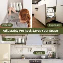 FURNIinspire Kitchen Rack Pot Rack Expandable Pan Organizer Lid Holder Adjustable Kitchen Cabinet Cookware Frying Rack, Black, 12.29"*8.19"*2.73" 11 FURNIinspire Kitchen Rack Pot Rack Expandable Pan Organizer Lid Holder Adjustable Kitchen Cabinet Cookware Frying Rack, Black, 12.29"*8.19"*2.73" -Outdoor Kitchen & Living GUEST ca60a43f 45b0 4fba 9679 c14f71c29027