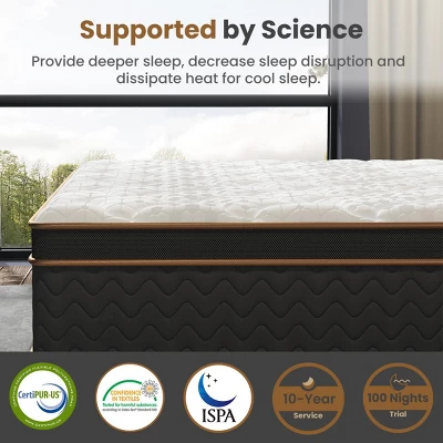 FURNIinspire Mattresses 10 Inch King Size Plush Hybrid Mattress With Encased Coils Gel Memory Foam, Fiberglass-Free, Black, 80"*76"*10" 3 FURNIinspire Mattresses 10 Inch King Size Plush Hybrid Mattress With Encased Coils Gel Memory Foam, Fiberglass-Free, Black, 80"*76"*10" - Image 2