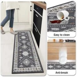 FURNIinspire Floor Mats 4 Piece Farmhouse Kitchen Rug Washable Area Rugs Non Skid Bohemian Mat For Hallway Entryway, Grey, 60"*20" 9 FURNIinspire Floor Mats 4 Piece Farmhouse Kitchen Rug Washable Area Rugs Non Skid Bohemian Mat For Hallway Entryway, Grey, 60"*20" -Outdoor Kitchen & Living GUEST cb7bf5dc 6043 4374 9d25 3ebe65d2079e